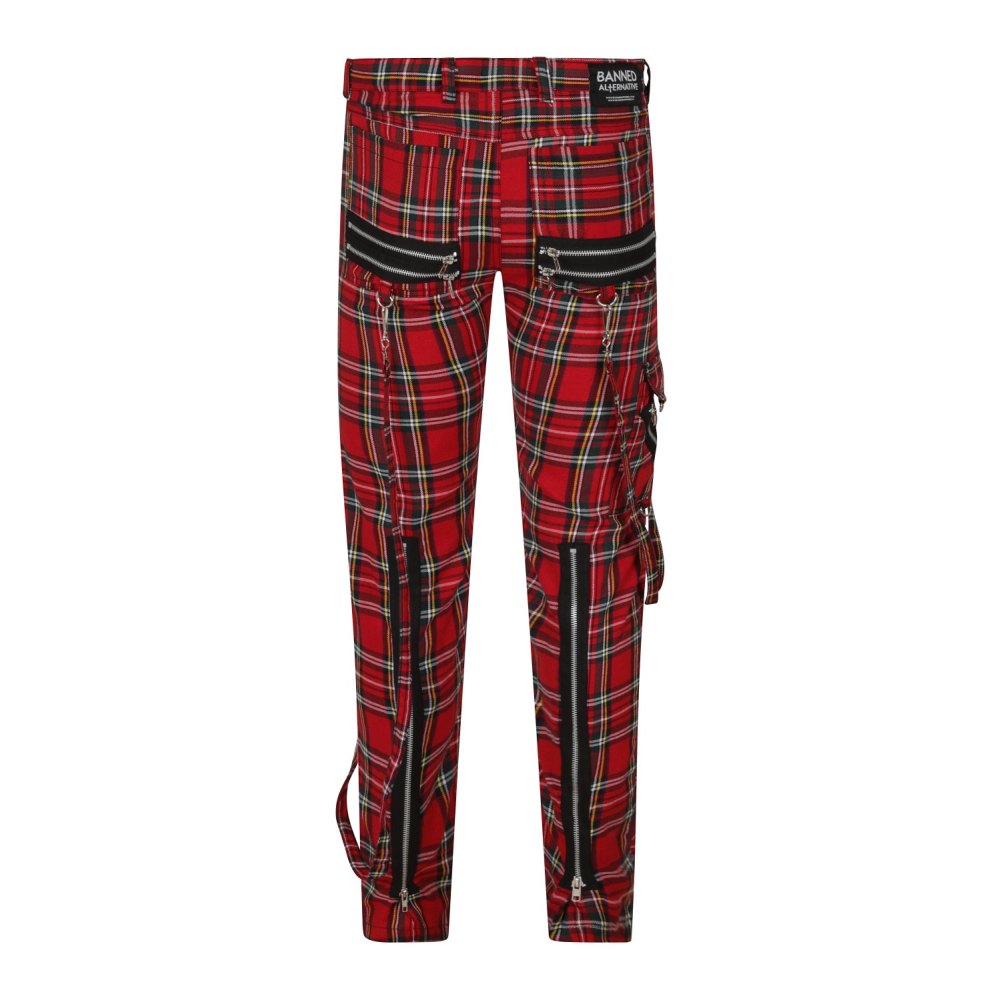 Banned - AVENGENCE CHECK Broek rechte pijpen - Rood